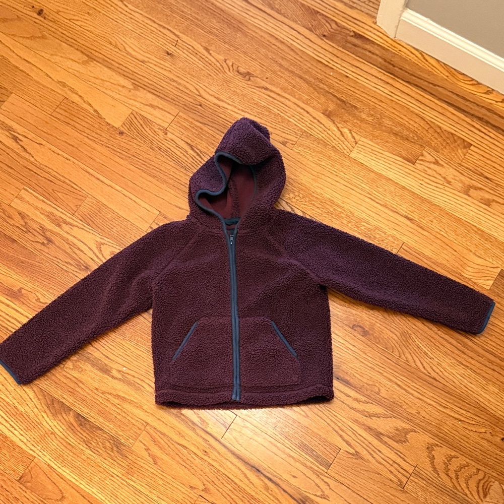 Janie and Jack Sherpa Maroon Hooded Fleece Jacket